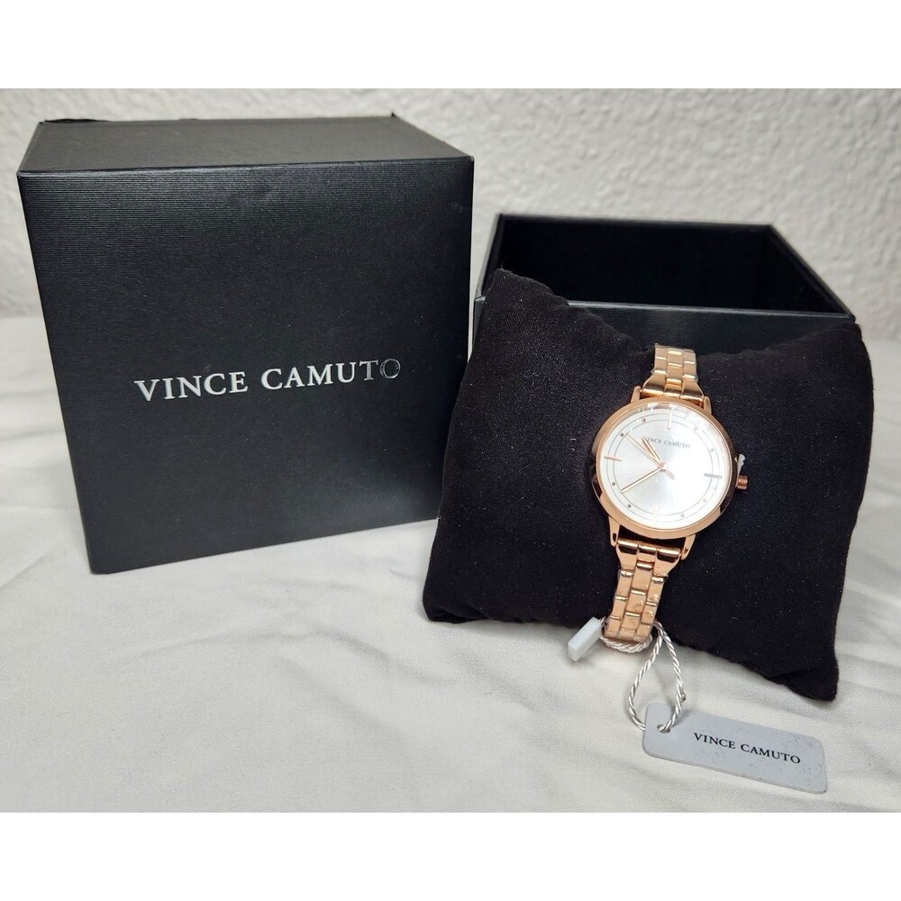Vince Camuto Aurelia Watch Gold Dial Link Band w/ Silver Face Womens NIB w/ Tags